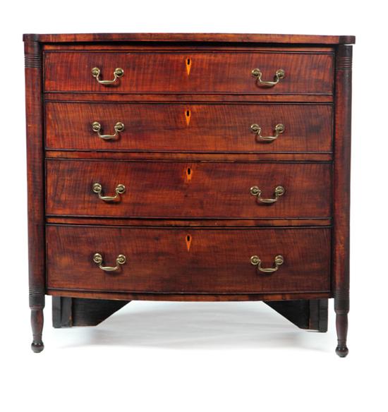 Appraisal: FEDERAL BOWFRONT CHEST Probably New England early th century curly