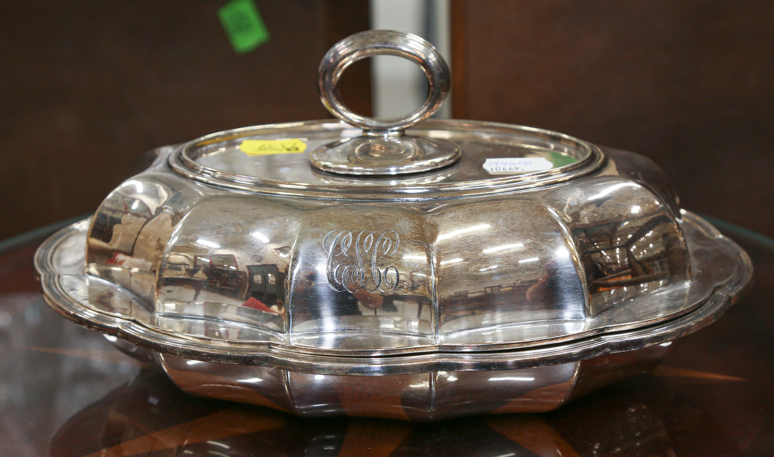 Appraisal: TIFFANY CO SILVER PLATE SERVING DISH Circa silver soldered EP