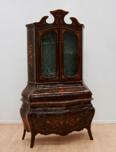 Appraisal: A bird's eye maple and fruitwood inlaid secretaire bookcase in