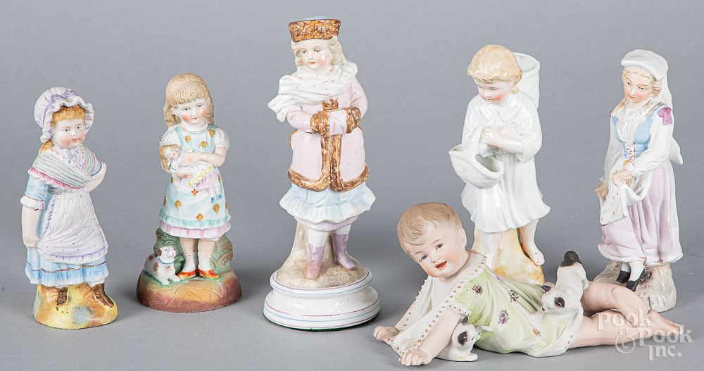 Appraisal: Six bisque and porcelain figures of children Six bisque and