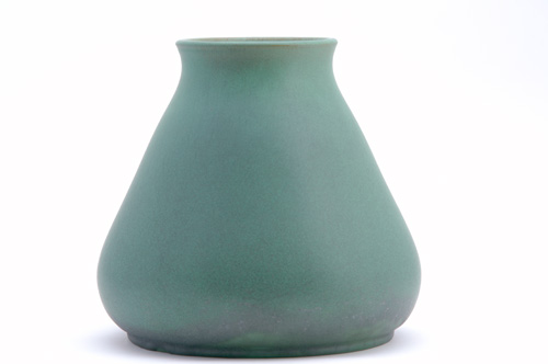 Appraisal: TECO Large bulbous vessel covered in smooth matte green glaze