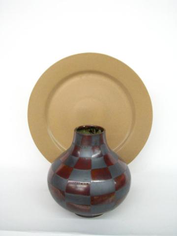 Appraisal: Decorative ceramic camel color charger by Royal Haeger and tall