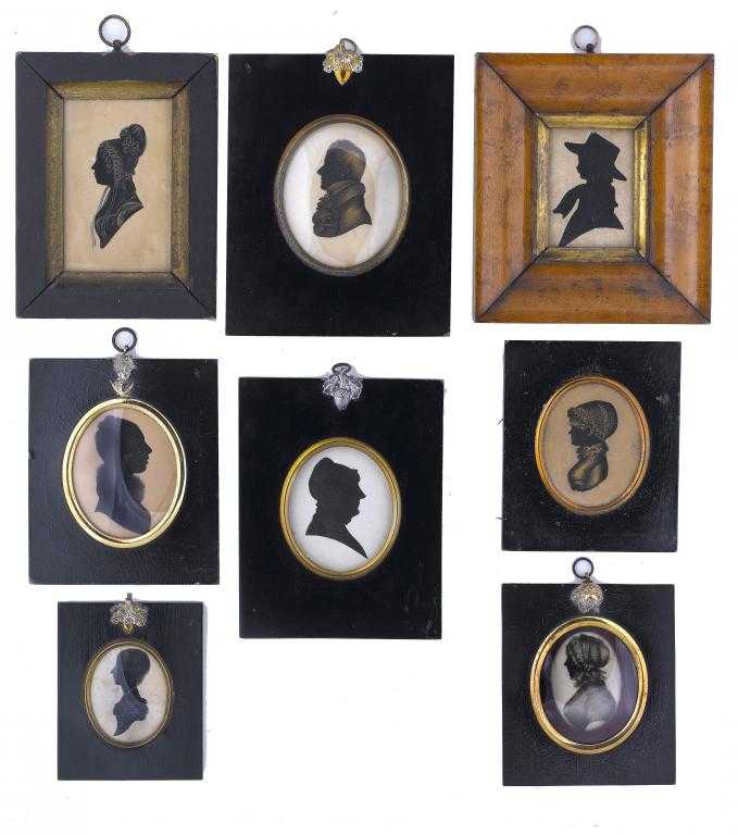 Appraisal: ENGLISH SCHOOL TH CENTURY EIGHT SILHOUETTES A Gentleman Six Ladies