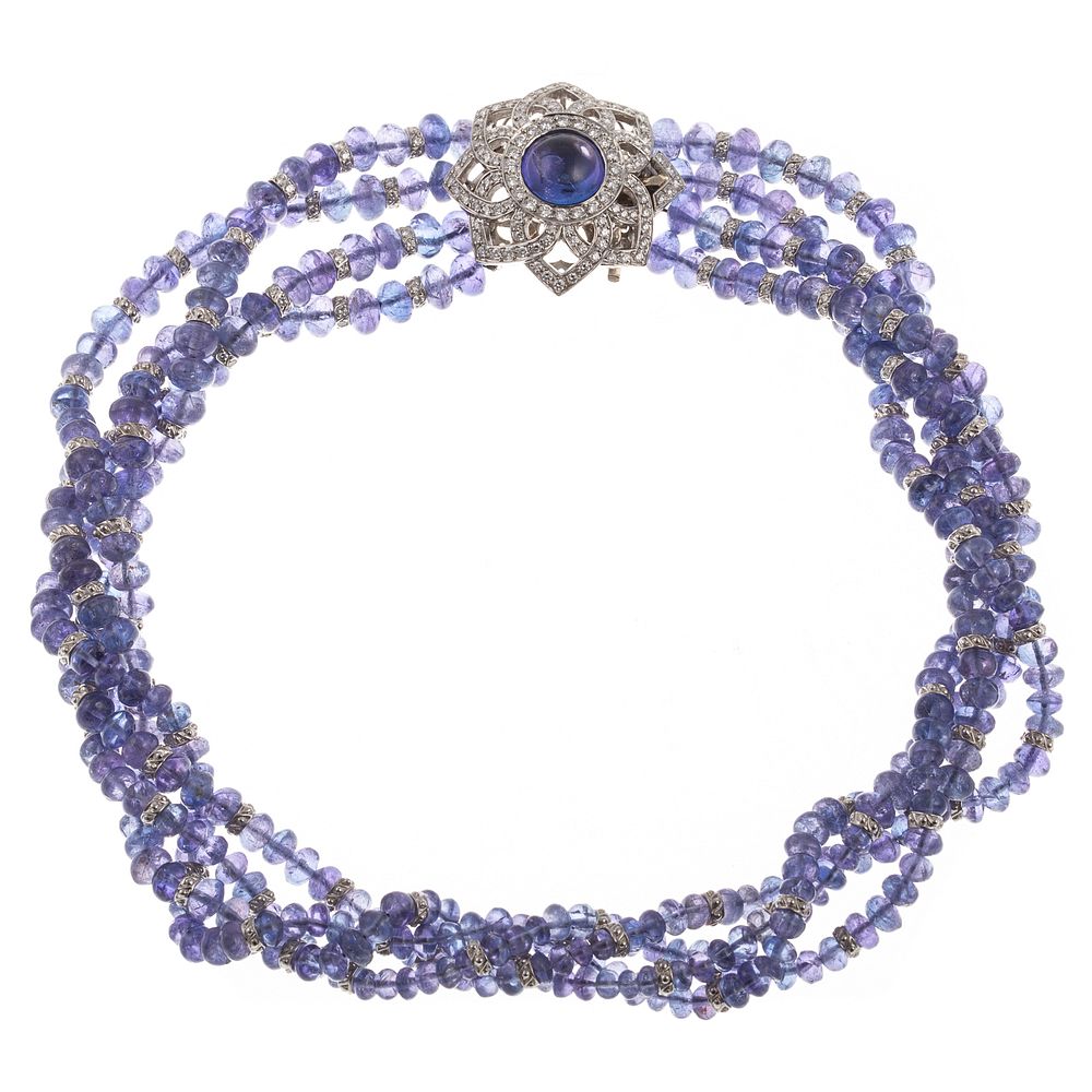 Appraisal: A Diamond Tanzanite Necklace by Gumuchian strands of very fine