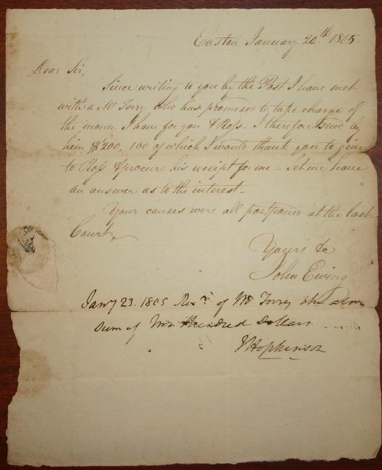 Appraisal: Hopkinson Joseph ANS handwritten in blank lower portion of an