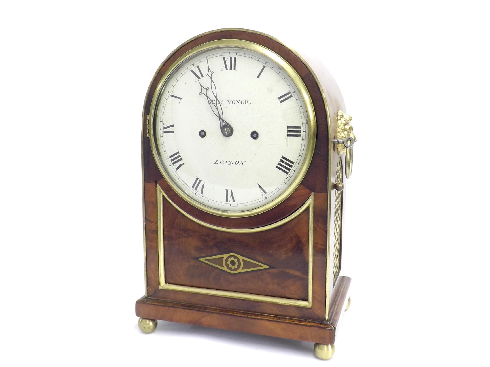 Appraisal: English mahogany double fusee bracket clock the convex cream dial