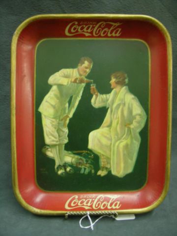 Appraisal: Original Coke tray depicting Golfers artist Fred Milen some light