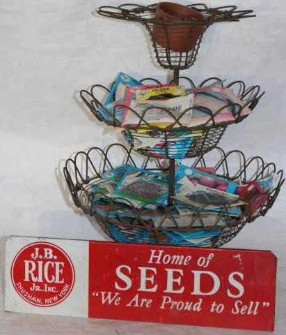 Appraisal: LITHOGRAPHED ADVERTISING TIN SEED SIGN HOME OFSEEDS J B RICE