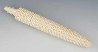 Appraisal: A Carved Ivory Corn Cob with Compartment Meiji Very realistic