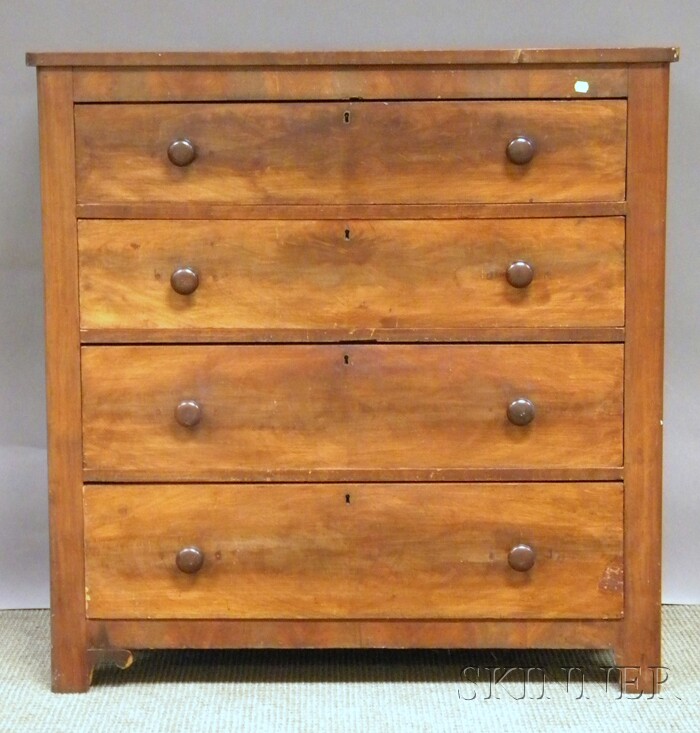 Appraisal: Empire Mahogany Veneer and Pine Four-drawer Bureau ht wd in