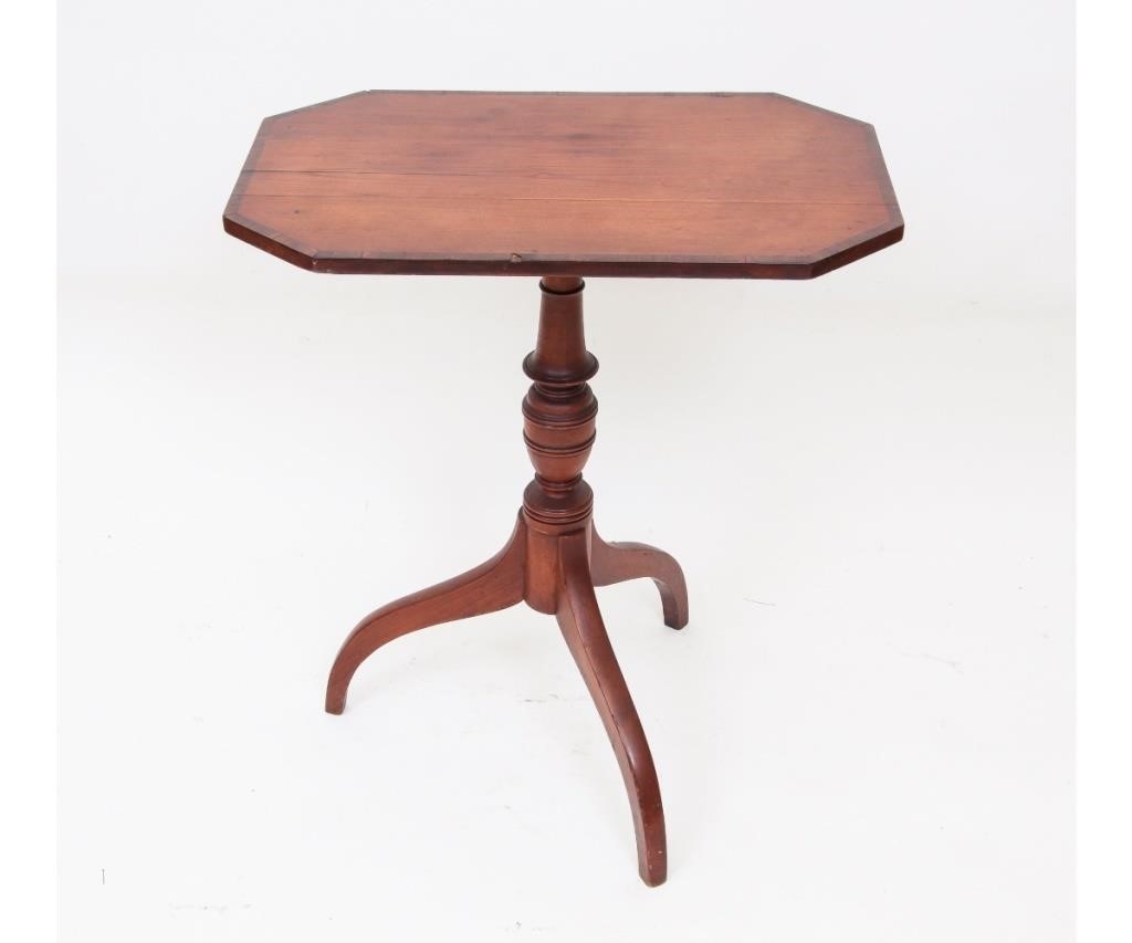 Appraisal: New England cherry candlestand circa with a banded border turned