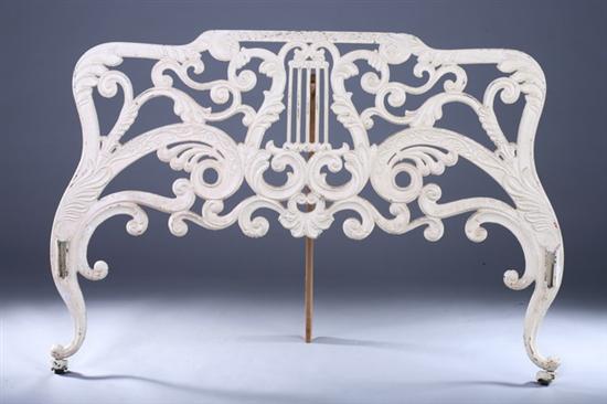 Appraisal: VICTORIAN CREAM-PAINTED CAST IRON HEADBOARD AND FOOTBOARD FOR DOUBLE-SIZE BED