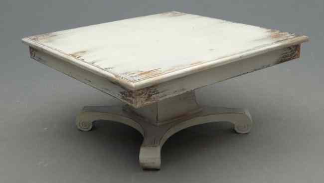 Appraisal: Contemporary coffee table in white paint Top '' Square ''