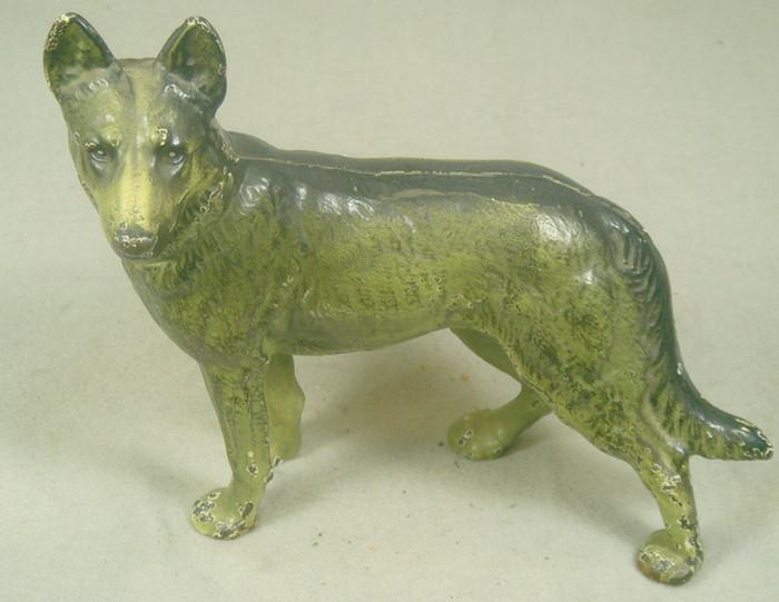 Appraisal: Cast iron doorstop green and black German Sheppard some overall