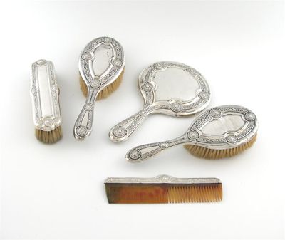 Appraisal: A George V silver-backed dressing table set by Henry Matthews