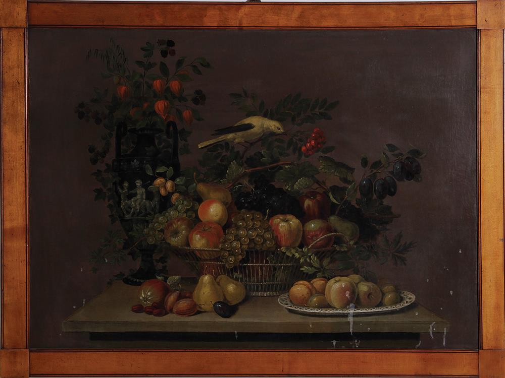 Appraisal: Franz Xaver Petter manner of Austrian - STILL LIFE-FRUIT BIRD