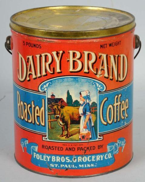 Appraisal: -Pound Dairy Brand Coffee Counter Tin Description Manufactured by Foley