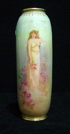 Appraisal: A Royal Doulton hand painted vase of shouldered cylindrical form