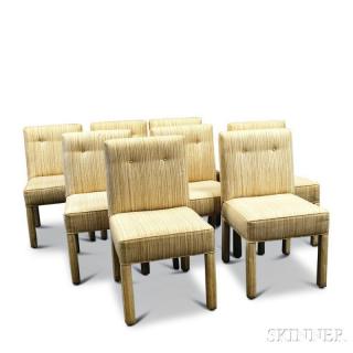 Appraisal: Set of Eight Contemporary Upholstered Dining Chairs ht in Estimate