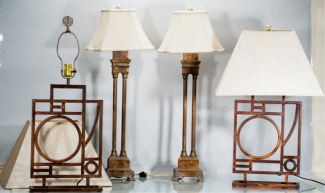 Appraisal: Two Pairs of Modern Decorator Lamps To include pairs of