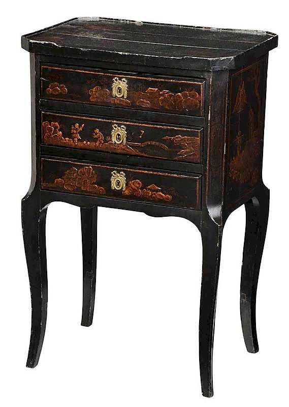 Appraisal: Louis XV Style Black Japanned Side Table French late th