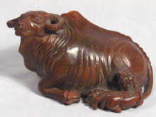 Appraisal: A carved bamboo model of a water buffalo with a