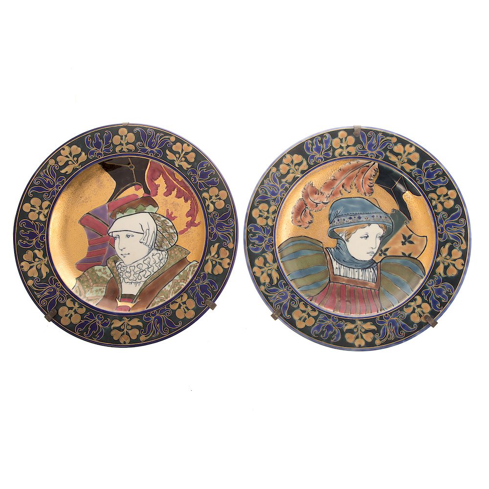 Appraisal: Pair of Zsolnay Art Nouveau Chargers in Diam