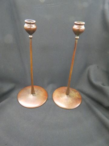 Appraisal: Jarvie Bronze Candlesticks tulip style tops tall scarse