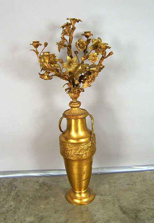 Appraisal: Large gilt metal candelabra h