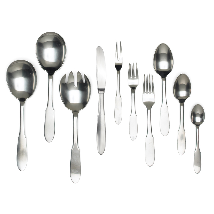 Appraisal: Georg Jensen stainless flatware Denmark eight demi-tassle spoons eights soup