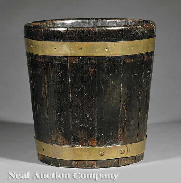 Appraisal: A George III Oak and Brass-Bound Peat Bucket height in