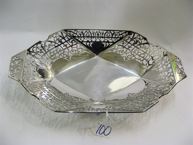 Appraisal: ENGLISH SHEFFIELD STERLING SILVER SERVING BOWL oblong raised on four