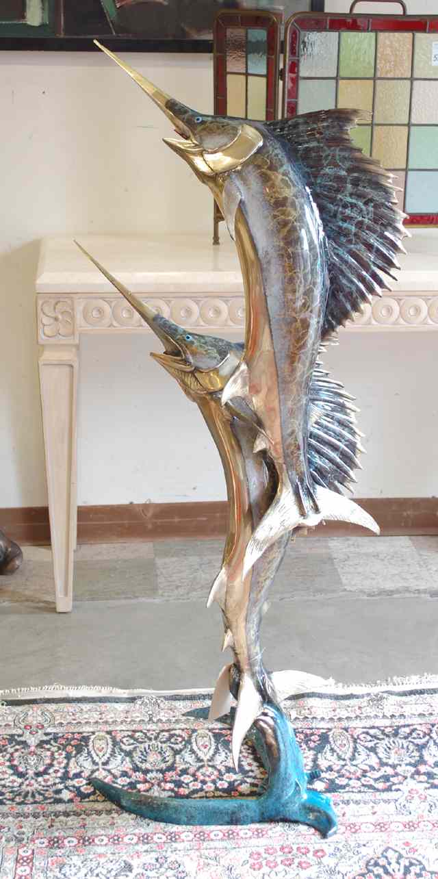 Appraisal: A MARINE WILDLIFE BRONZE FOUNTAIN SCULPTURE featuring two spouting pacific