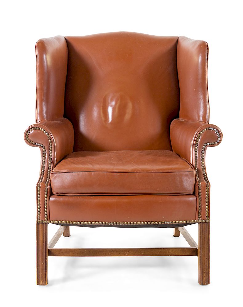 Appraisal: A Georgian Style Wingback Armchair TH TH C A Georgian