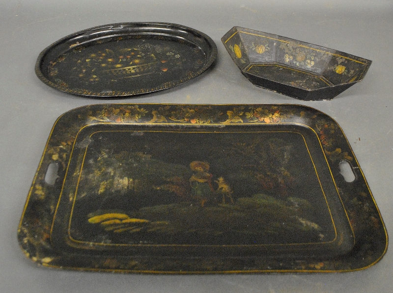 Appraisal: - Three pieces of late th c Toleware incl a