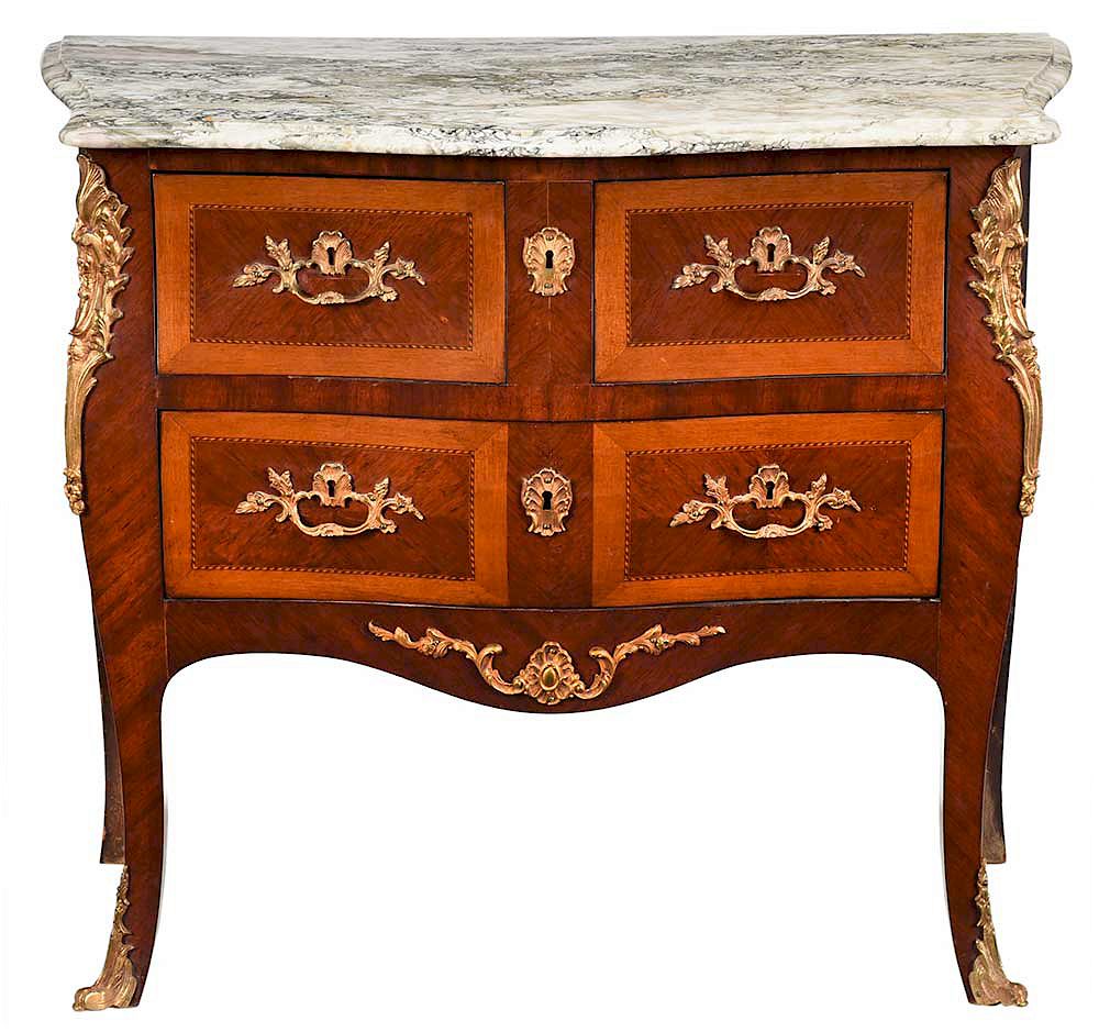 Appraisal: Louis XV Style Marble Top Commode Spanish th century variegated