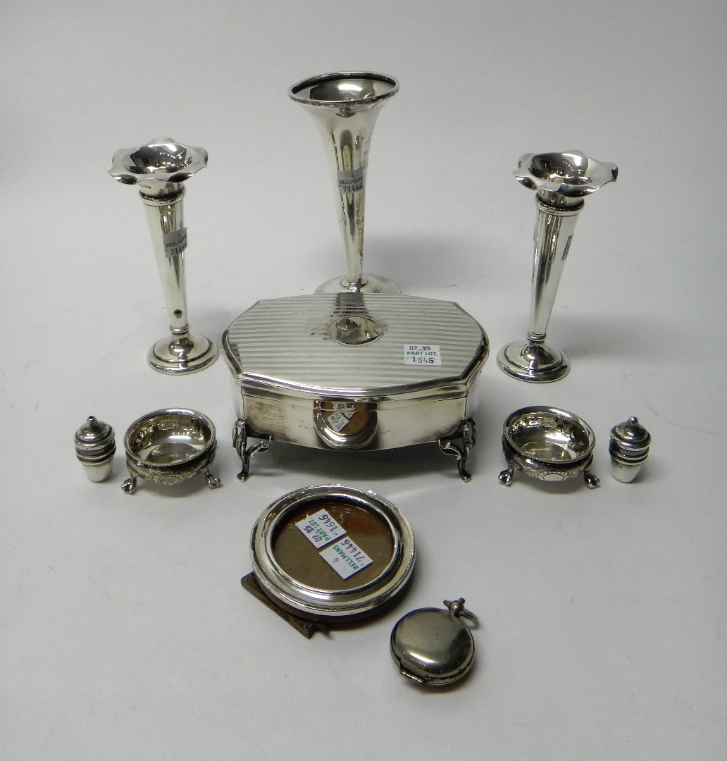 Appraisal: Silver and silver mounted wares comprising a shaped oval hinge