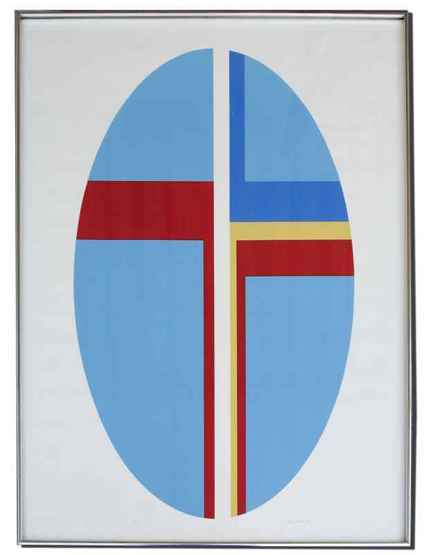 Appraisal: BOLOTOWSKY Ilya American - Geometric Shapes Within a Blue Ellipse