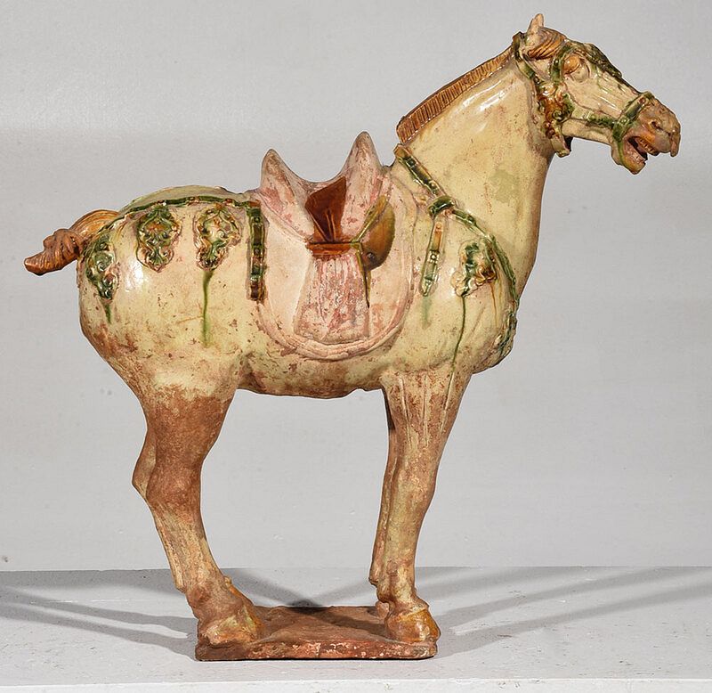 Appraisal: Large Tang Dynasty Style Sancai Glazed Horse Chinese th century