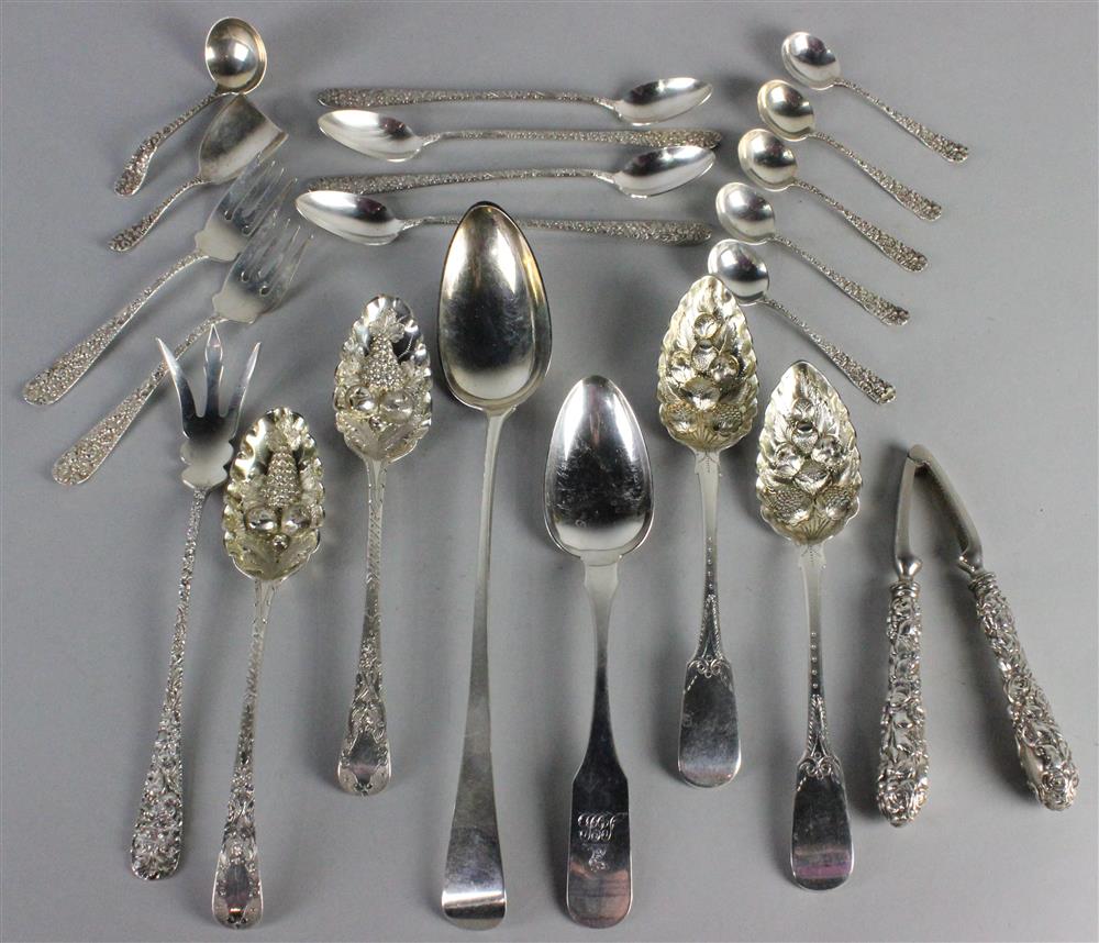 Appraisal: TWO ENGLISH SILVER BERRY SPOONS Joseph Hicks Exeter together with