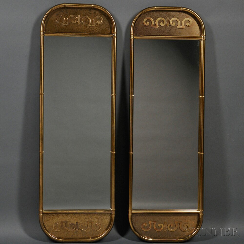 Appraisal: Two Mirrors Brass United States c Rectangular form in tubular