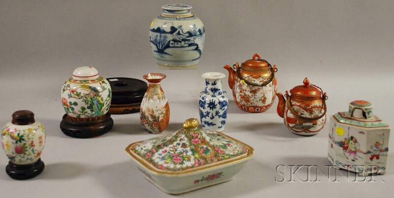 Appraisal: Nine Assorted Chinese and Japanese Ceramics two Japanese Satsuma-decorated porcelain