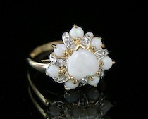 Appraisal: A Ladies' Yellow Gold Opal And Diamond Ring A ladies'