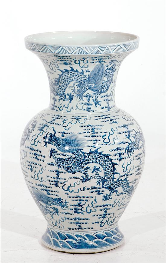 Appraisal: Monumental Chinese porcelain vase baluster form decorated in underglaze-blue scene