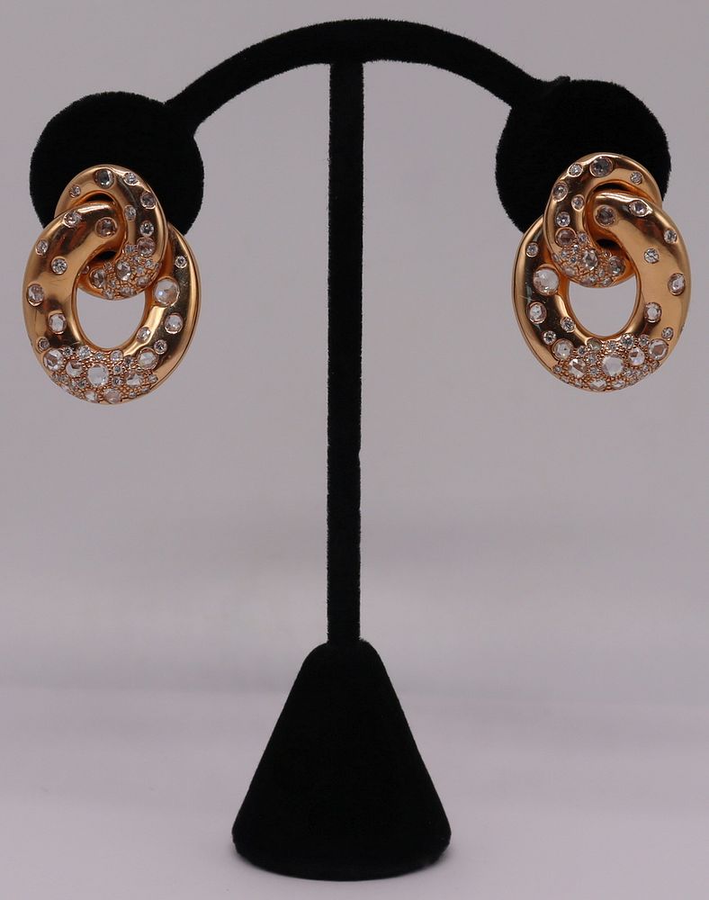 Appraisal: JEWELRY Hamilton kt Gold and Diamond Earrings Pair of signed