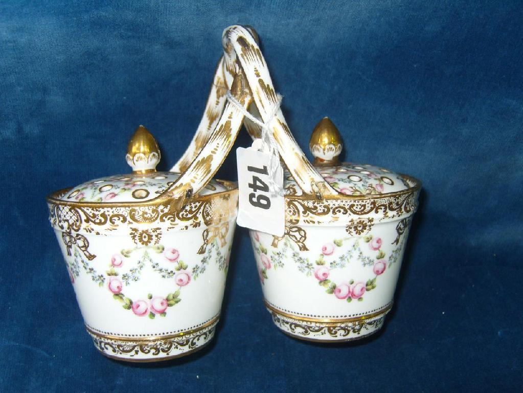 Appraisal: A th century porcelain potpouri modelled as a pair of