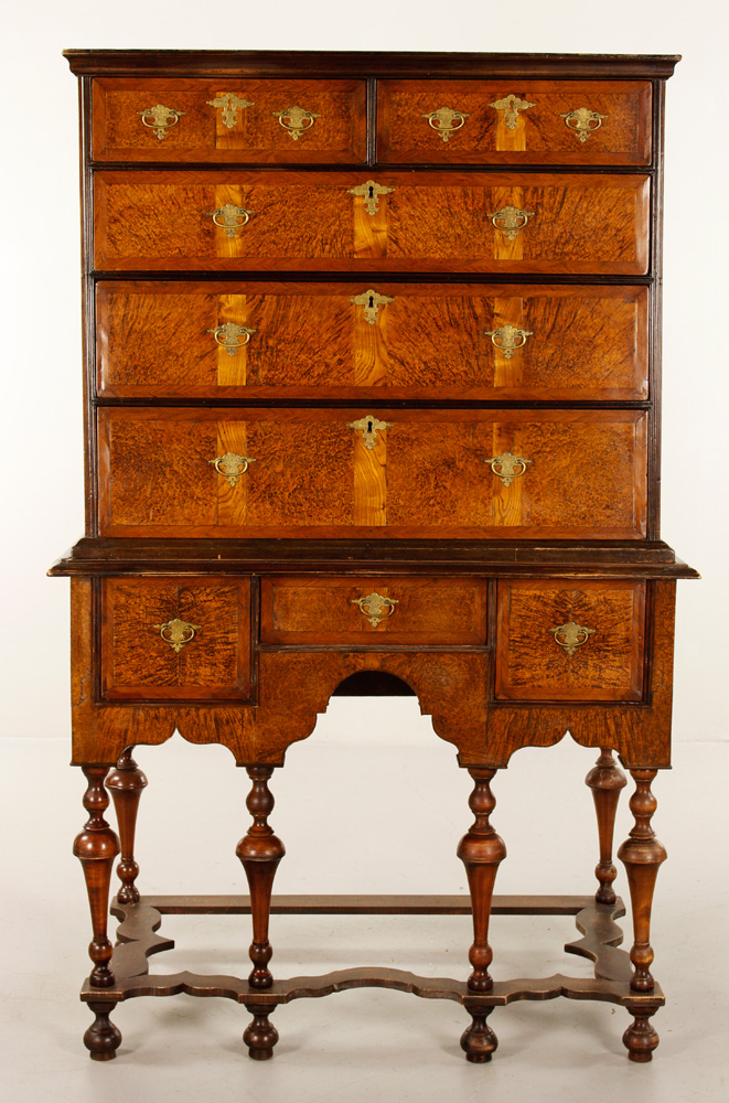 Appraisal: - th C William and Mary High Chest William and