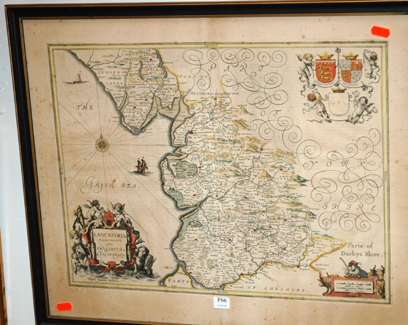 Appraisal: MAP OF DERBYSHIRE IN DOUBLE SIDED PERSPEX FRAME