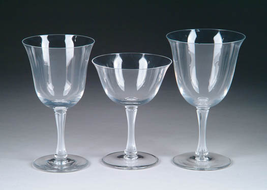 Appraisal: SET OF TWELVE LALIQUE WINE GLASSES Clear glass bowls with