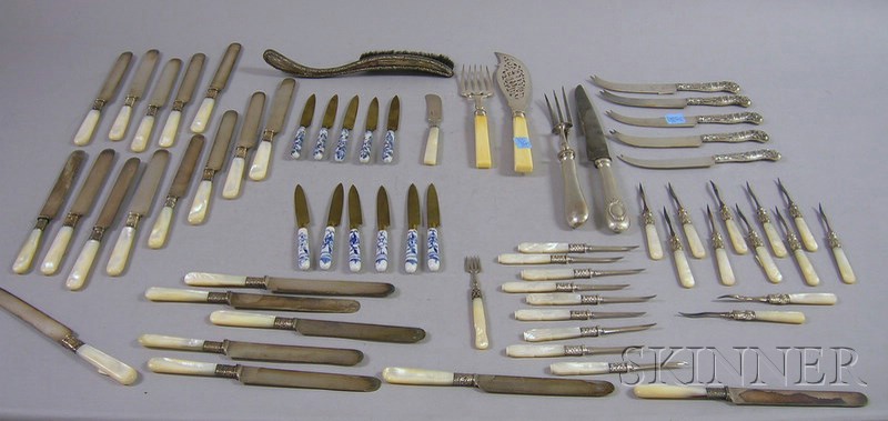 Appraisal: Large Group of Sterling Silver Plated and Mother-of-pearl Flatware including